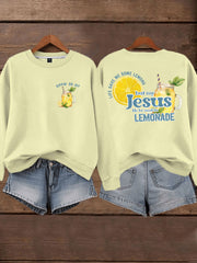 Women's Jesus Lemonade Print Casual Sweatshirt