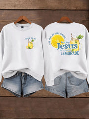 Women's Jesus Lemonade Print Casual Sweatshirt