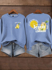 Women's Jesus Lemonade Print Casual Sweatshirt