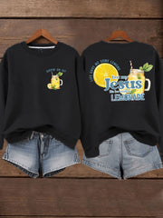 Women's Jesus Lemonade Print Casual Sweatshirt