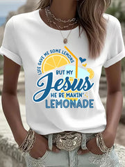 Women's Jesus Lemonade Print Casual T-shirt
