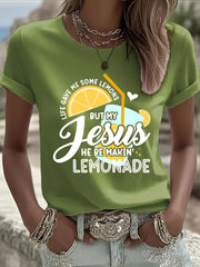 Women's Jesus Lemonade Print Casual T-shirt