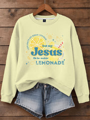 Women's Jesus Lemonade Print Casual Sweatshirt
