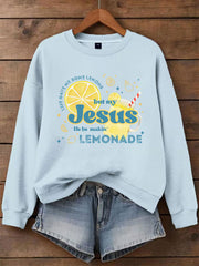 Women's Jesus Lemonade Print Casual Sweatshirt