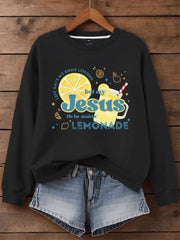 Women's Jesus Lemonade Print Casual Sweatshirt