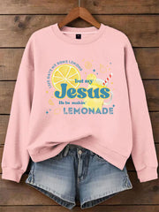 Women's Jesus Lemonade Print Casual Sweatshirt