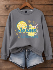 Women's Jesus Lemonade Print Casual Sweatshirt