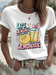 Women's Jesus Lemonade Print Casual T-shirt