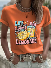 Women's Jesus Lemonade Print Casual T-shirt