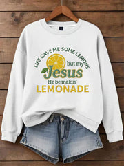 Women's Jesus Lemonade Print Casual Sweatshirt