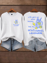 Women's Jesus Lemonade Print Casual Sweatshirt