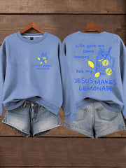 Women's Jesus Lemonade Print Casual Sweatshirt