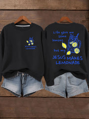 Women's Jesus Lemonade Print Casual Sweatshirt