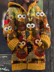 Women's Thanksgiving Turkey Cardigan Hooded Coat