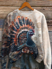 Women's Thanksgiving Turkey Print Sweatshirt