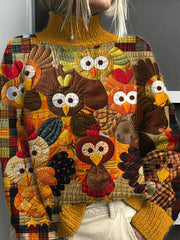 Women's Thanksgiving Turkey Turtleneck Sweater
