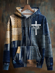 Men's Faith Cross Oversized Drop-Shoulder Hoodie