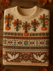 Women's Autumn Cross Print Casual Top