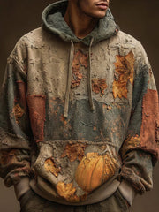 Men's Autumn Fallen Pumpkin Printed Hoodie