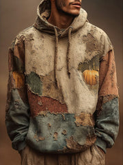 Men's Autumn Fallen Pumpkin Printed Hoodie