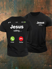 Men's Jesus Flag Cross Calling Print Short Sleeve T-Shirt