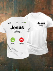 Men's Jesus Flag Cross Calling Print Short Sleeve T-Shirt