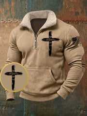 Men's Goat God Over All Things Pocket Fur Collar Zip Hoodie