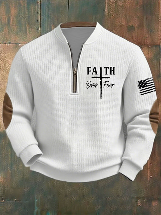 Men's Faith Over Fear Cross Printed Casual Top