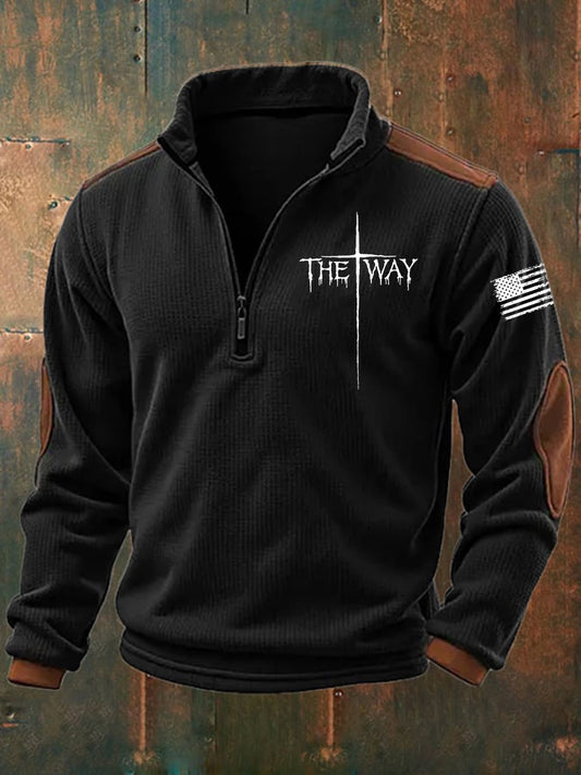 Men's The Way Cross Print Vintage Sweatshirt