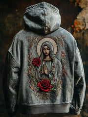 Men's Faith Christianity Art Print Oversized Drop-Shoulder Hoodie With Pockets