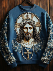 Men's Jesus Faith Christianity Art Print Crew Neck Sweatshirt