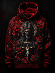 Men's Jesus Faith Christianity Art Print Drop-Shoulder Hoodie (No Pockets)