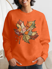 Women's Thanksgiving Fall Leaves Print Sweatshirt