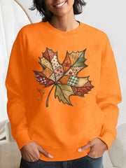Women's Thanksgiving Fall Leaves Print Sweatshirt