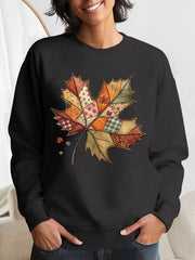 Women's Thanksgiving Fall Leaves Print Sweatshirt