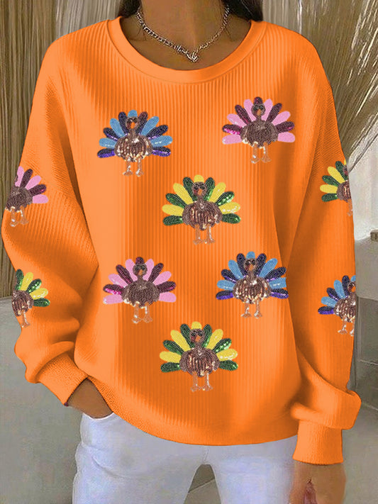 Women's Thanksgiving Turkeys Art Print Casual Top