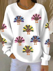 Women's Thanksgiving Turkeys Art Print Casual Top