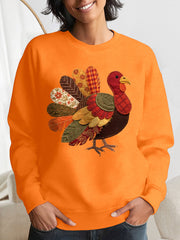 Women's Thanksgiving Turkey Print Sweatshirt