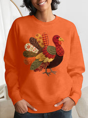 Women's Thanksgiving Turkey Print Sweatshirt