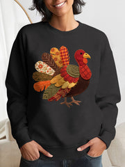 Women's Thanksgiving Turkey Print Sweatshirt