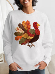 Women's Thanksgiving Turkey Print Sweatshirt