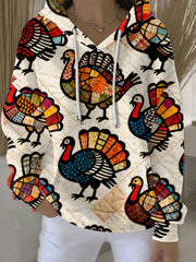 Women's Thanksgiving Turkey Print Casual Hoodie