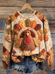 Women's Thanks giving day turkey Printed Regular Sweatshirt