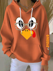 Women's Retro Thanksgiving GOBBLE Print Hoodie