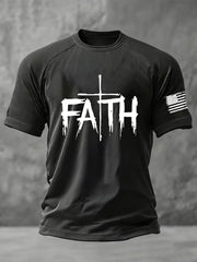 Men's Faith Cross Printed Short Sleeve T-shirt