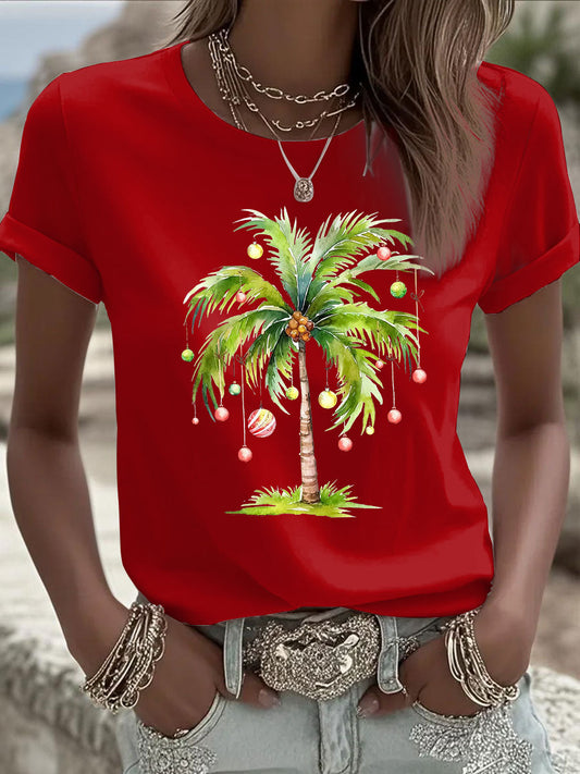 Women's Tropical Palm Christmas Tree T-shirt