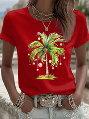 Women's Tropical Palm Christmas Tree T-shirt