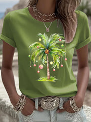 Women's Tropical Palm Christmas Tree T-shirt