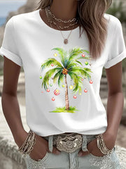 Women's Tropical Palm Christmas Tree T-shirt