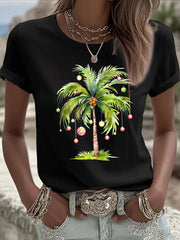 Women's Tropical Palm Christmas Tree T-shirt